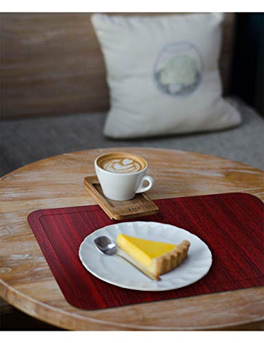 Alpiriral Dining PlaceMats Set of 8 Heat Resistant PlaceMats Easy to Wipe Off Scrub Vinyl Place Mats Washable Table Mats Protect A Table from Messes & with A Nice Looking in Cherry Red