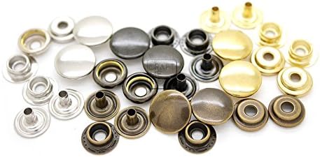 CRAFTMEmore 100Pack Multi-Size &amp; Colors Snap Fasteners Ring-Socket Press Studs Jacket Bag Canvas Closures JL (Gold, 15mm (0.59"))