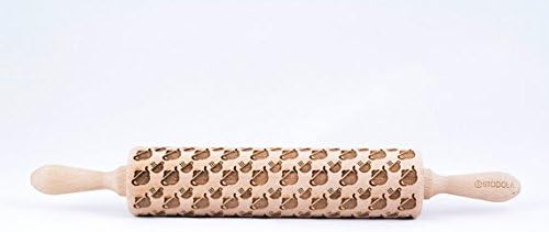 STODOLA Tea cup, Tea pot - Engraved rolling pin for Embossed cookies 16.9-inch