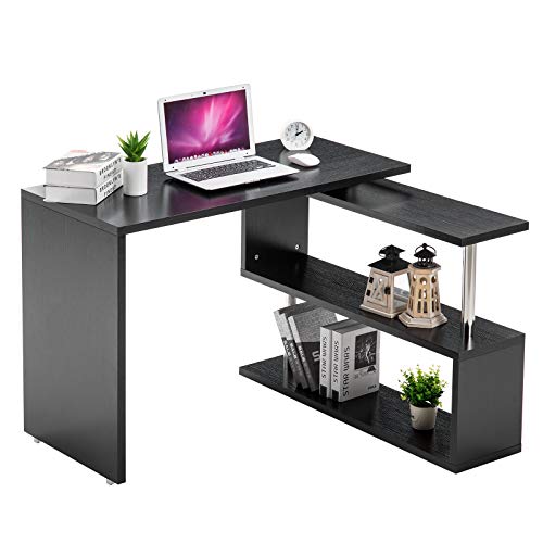 LShaped Rotating Desk Swivel Corner Computer Desk 40 Rotatable Writing
