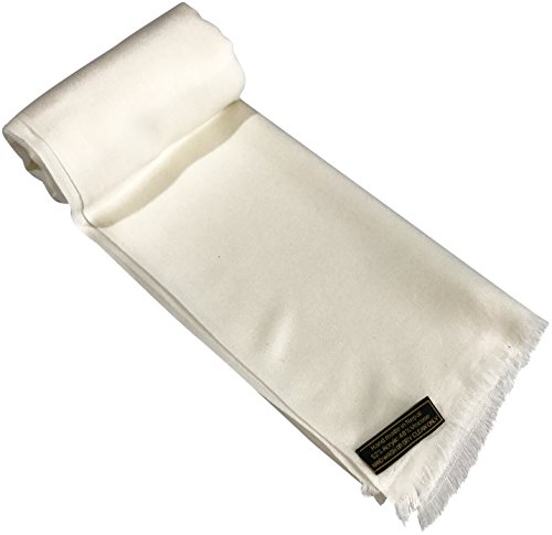 Ivory Solid Color Design Nepalese Fringe Shawl Pashmina Scarf Wrap CJ Apparel NEW