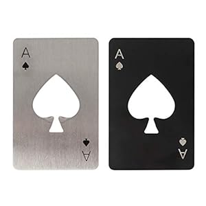 Tomedeks 2 stuks set van poker flesopener, creatieve speelkaart roestvrijstalen flesopener, gepersonaliseerde grappige…