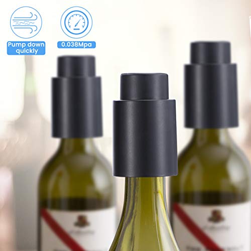 3 Pack LIUMY Vacuum Wine Stopper, Reusable Wine Preserver for Bottle Red Wine, Keep Fresh & Good Optimum Taste for Wine, Best Gift/Tools for Wine Lovers. - Thumbnail 4
