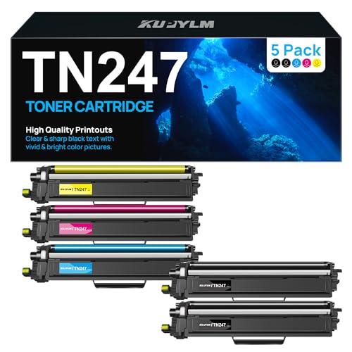 KUPYLM TN243CMYK TN247 Compatible Toner for Brother TN247 TN-243CMYK for Brother DCP L3550CDW MFC L3730CDN MFC-L3750CDW MFC L3770CDW HL-L3270CDW HL-L3210CW Toner (2 Black Cyan Yellow Magenta, 5-Pack)