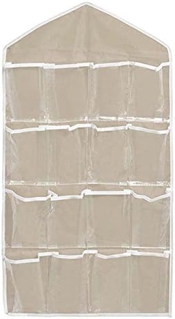 16 Pockets Clear Over Door Hanging Bag Shoe Rack Hanger Storage Organizer Nice Color:Beige