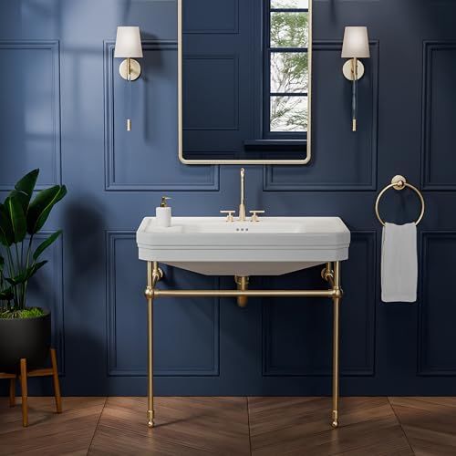 Valencia 31 in. W x 33 in. H Console Sink, 4 in. Faucet Drilling, Polished Brass