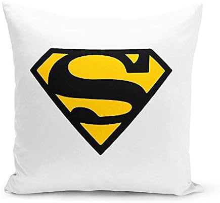 Superman White Throw Pillow With Stuffing Superman Logo Black