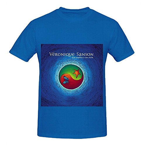 Veronique Sanson Dun Papillon Une Toile Jazz Mens Crew Neck Casual Shirt Blue