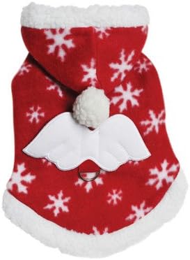 Adorable Fleece Snowflake Dog Hoodie with Angel Wing Size: Large
