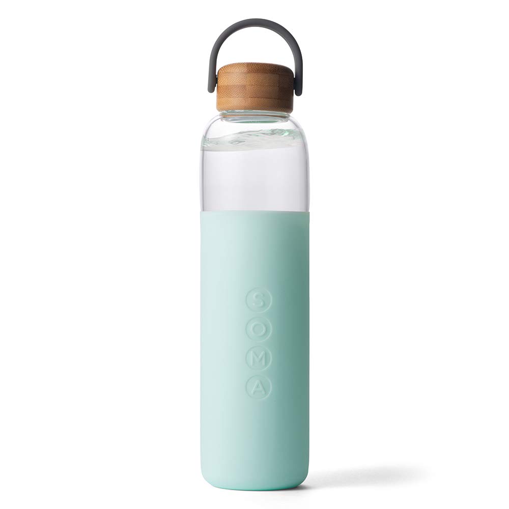 Soma 303-13-01, Mint BPA-Free Glass Water Bottle with Silicone Sleeve