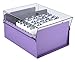 Acrimet 5 X 8 Card File Holder Organizer Box Metal Base Heavy Duty (AZ Index Cards and Divider Included) (Purple Color with Clear Crystal Plastic Lid Cover)