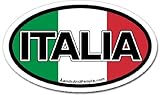 Italia Italy in Italian and Italian Flag Car Bumper Sticker Decal Oval