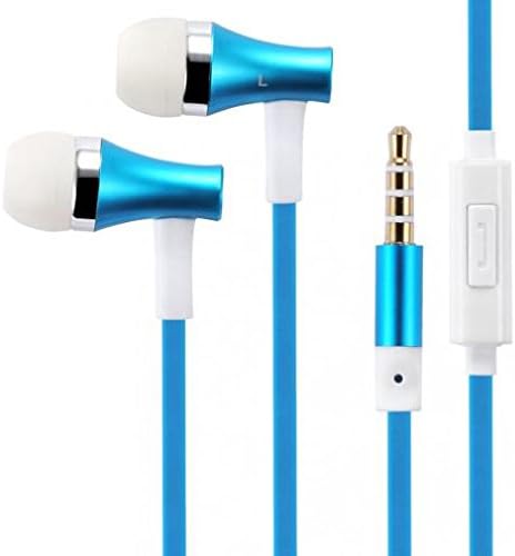 Premium Sound Blue Earbuds Handsfree Earphones Mic Metal Headphones HEadset In-Ear Wired [3.5mm] for Sprint HTC 10 - Sprint HTC Desire 626s - Sprint HTC EVO 4G LTE