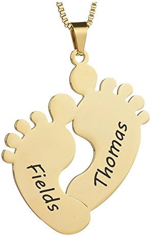 BBX JEWELRY Personalised Baby Feet Necklace Pendant with Boy/Girl Option Gift for Twins New Mum Gift New Mom New Baby