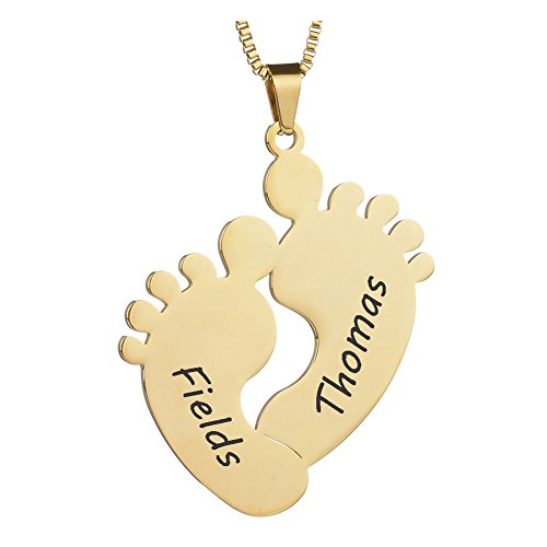 BBX JEWELRY Personalised Baby Feet Necklace Pendant with Boy/Girl Option Gift for Twins New Mum Gift New Mom New Baby