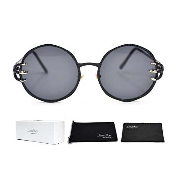 SamuRita-Gothic-Punk-Round-Sunglasses-Skull-Claw-Design-GlassesBlack