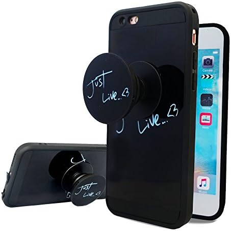 iPhone 6s Plus Case,iPhone 6 Plus Fashion Funny Case with Rotating Pop up Kickstand and Shockproof Soft TPU Silicone Grips Holder Black Cover Case for Apple iPhone 6/6s Plus Case 5.5 inch Just Live