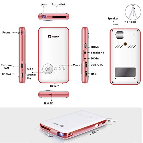 Aodin Young 100 Ansi Lumen Wifi Portable Tv Projector 1080p Supported Pocket Dlp Led Mini Video Projector For Home And Outdoor Entertainment Iphone Android Pico Projector With Hdmi Usb Tf Micro Pricepulse