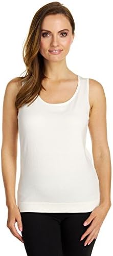 August Silk Women's Sleeveless Round Neck Jersey Shell, Coton Ball, Large