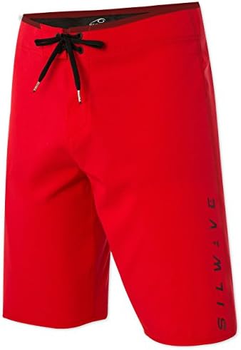 Silwave Men's DuraFit Stretch Solid Board Shorts, Red Textured, Size 30