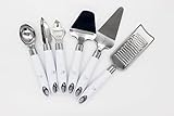 pakpef (TM), 6 Piece Stainless Steel Kitchen Utensils Set, Bottle/Can Opener, Ice-cream Scoop, Cheese Grater, Vegetable/Fruit Peeler, Cheese Spatula and Cake Spatula,Cooking Set