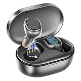 True Wireless Earbuds, BassPal Bluetooth 5.0 Headphones TWS in-Ear Mini Headset w/Mic IPX7 Waterproof, Deep Bass 3D Stereo Sound, Portable Charging Case, Noise Canceling Earphones for Sports Running