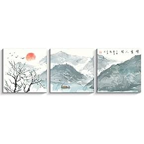 3 Panels Mountain Landscape Painting Wall Bedroom Living...
