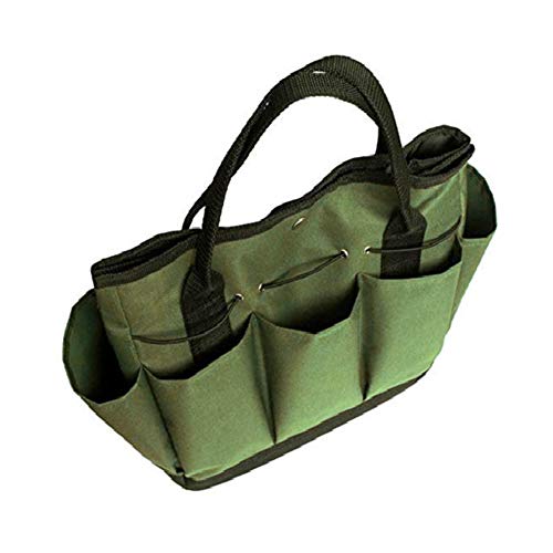 Garden Organizer Tote Gardening Tool Storage Bag with 8 Pockets Oxford for Indoor Outdoor Garden Plant Tool Set Green