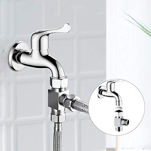 G1/2" Diverter Valve, Traditional Metal Shower Arm Brass Diverter T-adapter Valve 3-way Tee Connector for Handheld Bidet and Sprayer