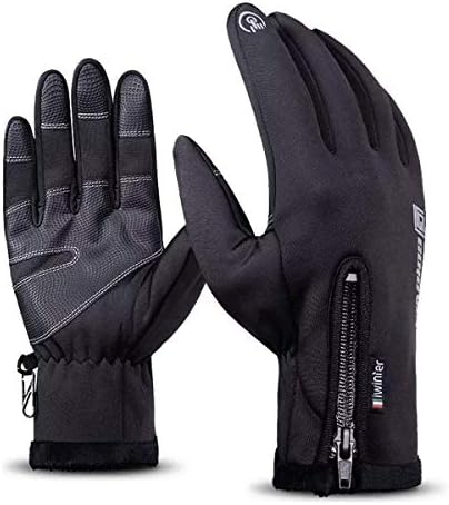 Damenv Outdoor Waterproof Winter Gloves with Touch Screen and Fleece Liner for Cycling Running