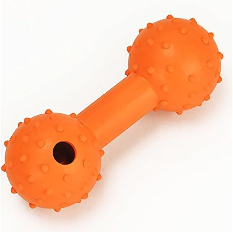 PEJOY Dog Barbell Bone Chewing Toys Treat Pet Toy Dental Clean Rubber Pet Toy Squeaker Teeth Durable Pet chewers Toys
