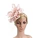 MonkeyJack Wedding Fascinator Hat Women Feather Flower Hair Band Church Tea Party Headdress - Pink