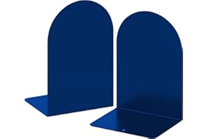 Lulonpon 2 Pieces Book Ends, Bookends, Books Stand, Metal Bookend for Shelves, Black Book Ends for School, Library, Desktop Organizer (2, Blue)