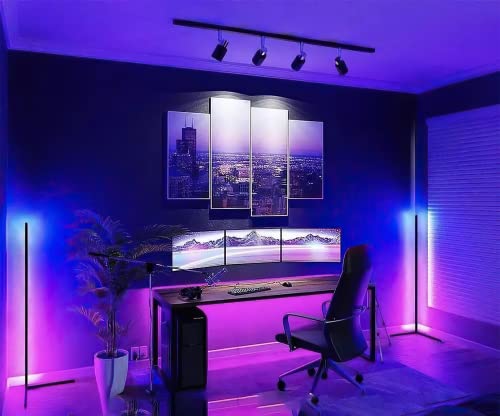 THY-HOM RGB Lamp, Corner Floor Lamp Mood Lighting, Standing LED Corner Color Lamp with Remote Control 56’’ Dimmable LED Light for Living Room, Bedroom, Gaming Room, Party