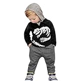 Orangeskycn Long Sleeve Hoodie, Toddler Kids Baby Girls Boys Dinosaur Bones Clothes Set Hooded Tops+Pants Outfit By (3T, Black)
