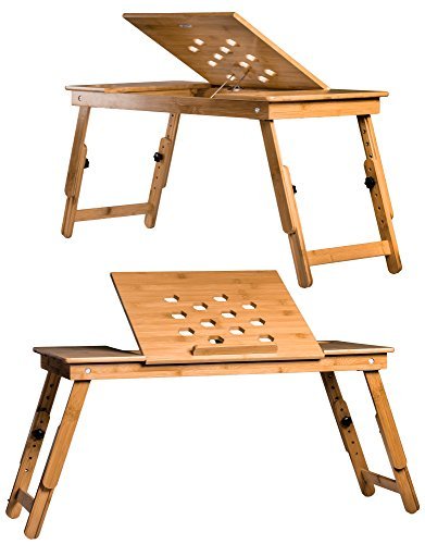 Prosumerâ€™s Choice Adjustable Leg Natural Bamboo Air-Cooled Desk/Breakfast Tray for Laptops Up to 15â€