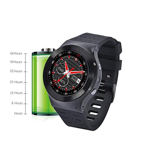 L@YC New Android 5.1 OS 3G Smart Watch Phone Nano SIM Card 1.3" OLED Screen 1.3GHz Quad Core CPU GPS Pedometer HD Camera Heart Rate Smartwatch, Black - Thumbnail 5