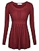 Ninedaily Women Blouses Long Sleeve Draped Scoop Neck Flattering Tunic Tops