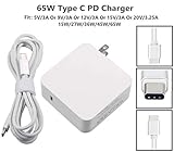 65W USB Type C AC Charger Compatible Lenovo Yoga 720-13IKB ThinkPad X1 ZenBook 3 UX390 HP Spectre x360 13 HP Elite x2 1012 G2 x3 Series 860209-850 916270-002 TPN-CA06 Laptop Power Supply Cord
