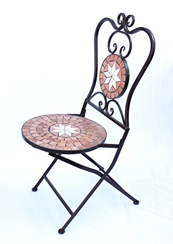 DanDiBo Gartenstuhl Metall Mosaik Merano Stuhl 12002 H-95 cm Metallstuhl Mediterran Wetterfest Bistrostuhl Gartenmöbel Klappstuhl mit Naturstein – Bild 3