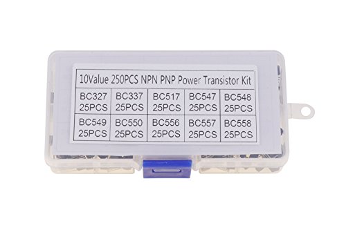 Eowpower 250PCS 10 Values NPN PNP Power Transistors Assortment Kit(BC327 BC337 BC517 BC547 BC548 BC549 BC550 BC556 BC557 BC558)