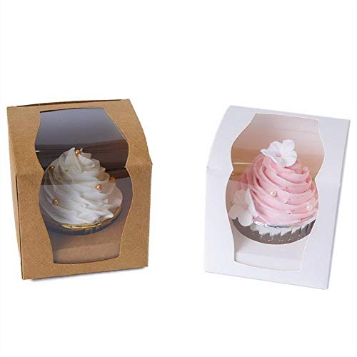 IXL 9x9x9cm Individual Cupcake Containers Cake Boxes Wedding Gift Boxes Gift Boxes Cupcake Box Cupcake Holders,Chocolate… - Afbeelding 7
