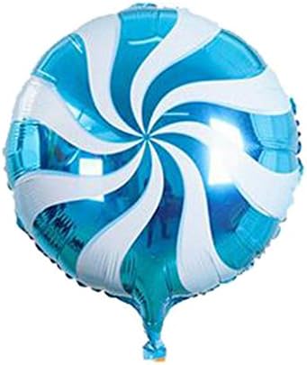 3 Pcs Windmill lollipop metallic foil helium Balloons for baby Birthday wedding Party Decoration (Blue)