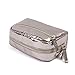 wonbye Travel Cosmetic Bag for Women Portable Leather Toiletry Bag Hanging Makeup Organizer Double Compartments Waterproof, Silver
