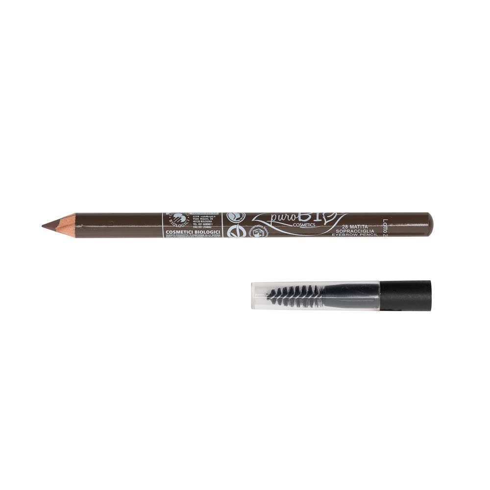 PUROBIO Eyebrow Pencil with Brush, No. 28 Dark Turtledove