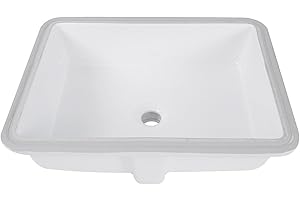 Nantucket Sinks GB-17x13-W Undermount Bathroom Sink – 17"x13" Rectangular White Bowl Bath Vanity Sink, Glazed Bottom for Open Console, w Overflow – Ceramic, High Gloss, Stain & Scratch Resistant