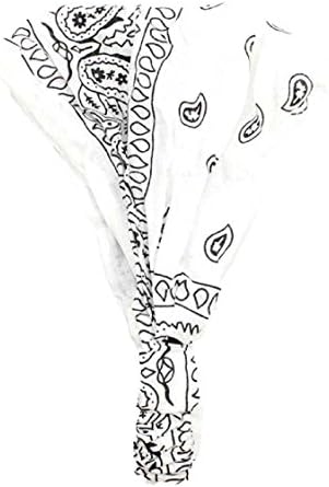 Daisyu Women Elastic Hair Band Paisley Print Bandana Headbands (White)