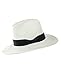 NYFASHION101 Lightweight Solid Color Panama Fedora Sun Hat, White/Black