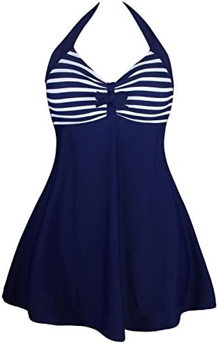 Anmengte Women Halter Straps Mini Dress One-Piece Swimwear Sets Cover UPS Swimsuit Tankini (L, 4)