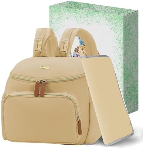 Landici maternity Beige Pebbled faux Leather Backpack Tote Amazon.com: LANDICI Diaper Bag Backpack, Multifunction  main image 2